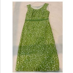 Boden Green and White Floral Sheath Dress, size 4 long, EUC